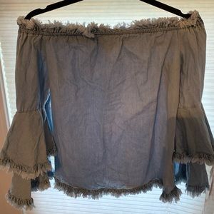Denim off the shoulder blouse